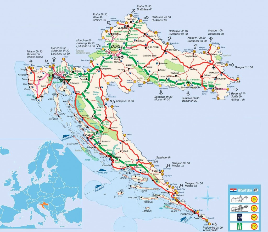 Карта Хорватии